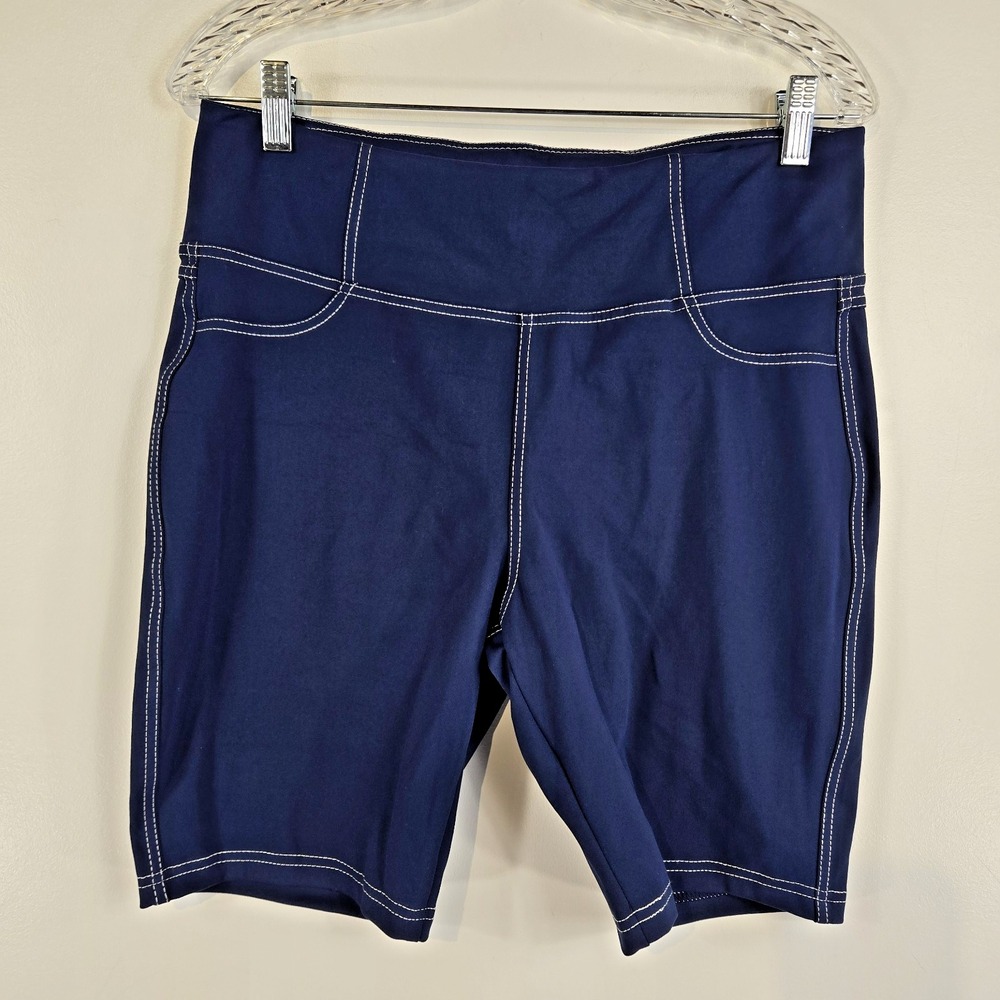 Vooveeya Womens XL Blue Athletic Yoga Biker Shorts NWT